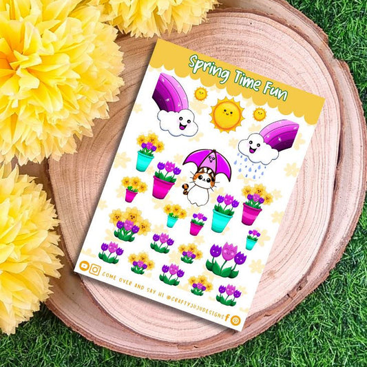 Spring Time Fun Kawaii Planner Sticker Sheet