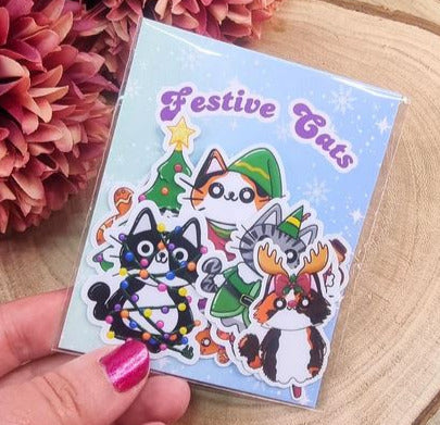 Festive Cats Bumper Vinyl Sticker Pack