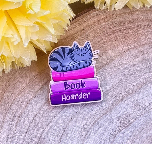 Book Hoarder Wooden Pin