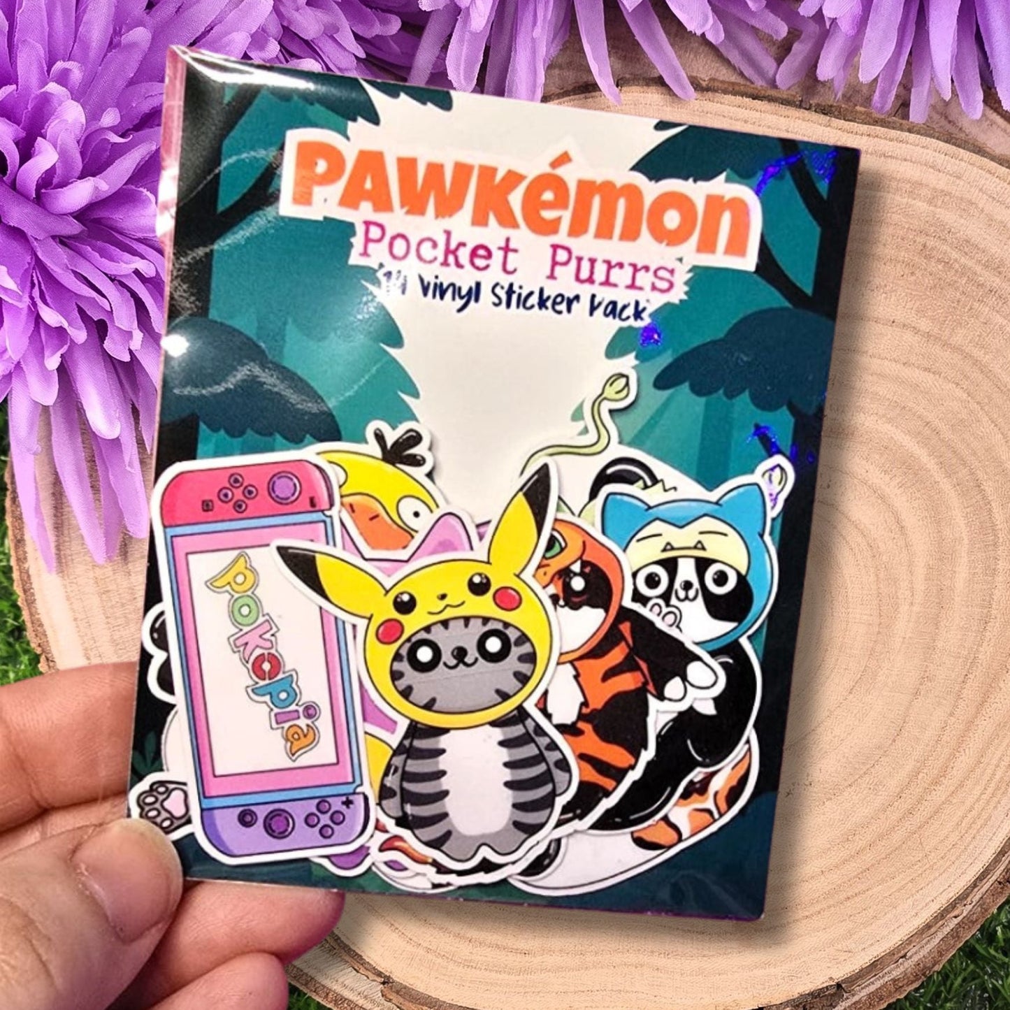 Pawkemon Cat Sticker Pack (14 Pack) | Gaming Inspired Cat Stickers | Cute Creature Cat Vinyl Stickers | Gamer Gift Stickers