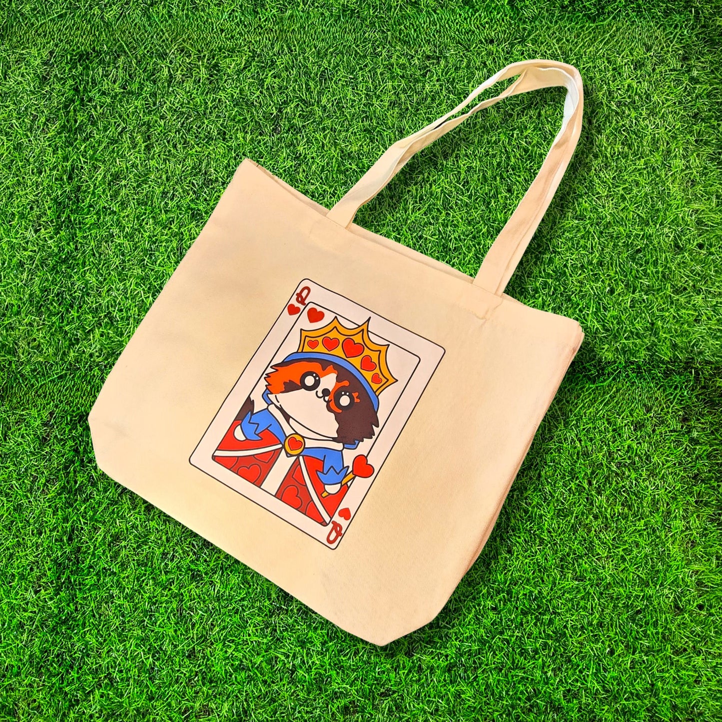 Queen Of Paws Playing Card Tote Bag – Unique Cat Inspired Design, Eco-Friendly Canvas Tote for Pet Lovers, Fun Animal Gift Idea