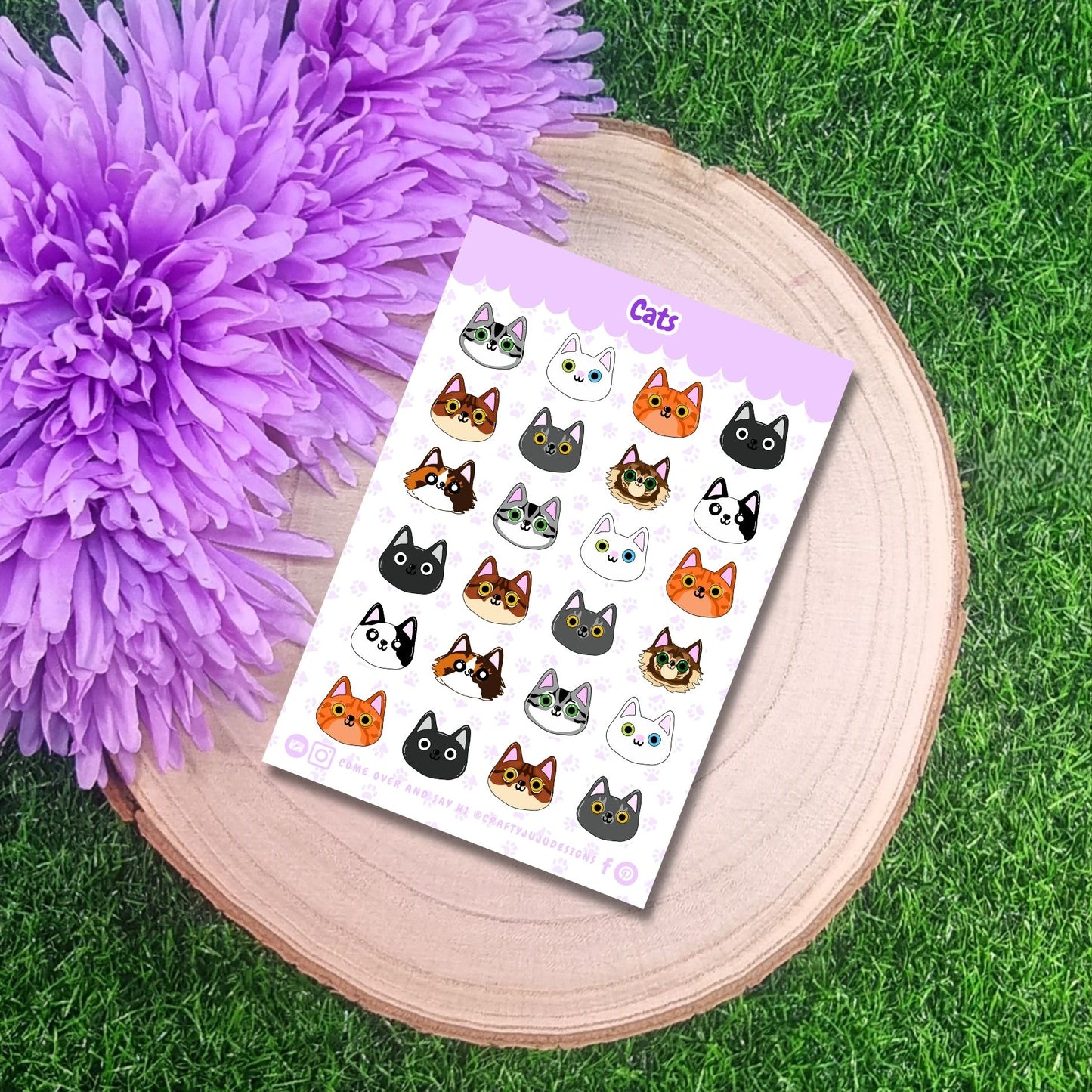 Cute Cat Faces Planner Sticker Sheets