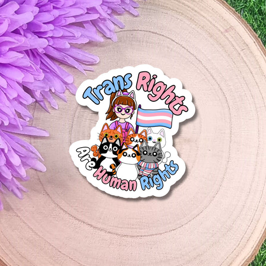Trans Rights Are Human Rights Large Holographic Sticker