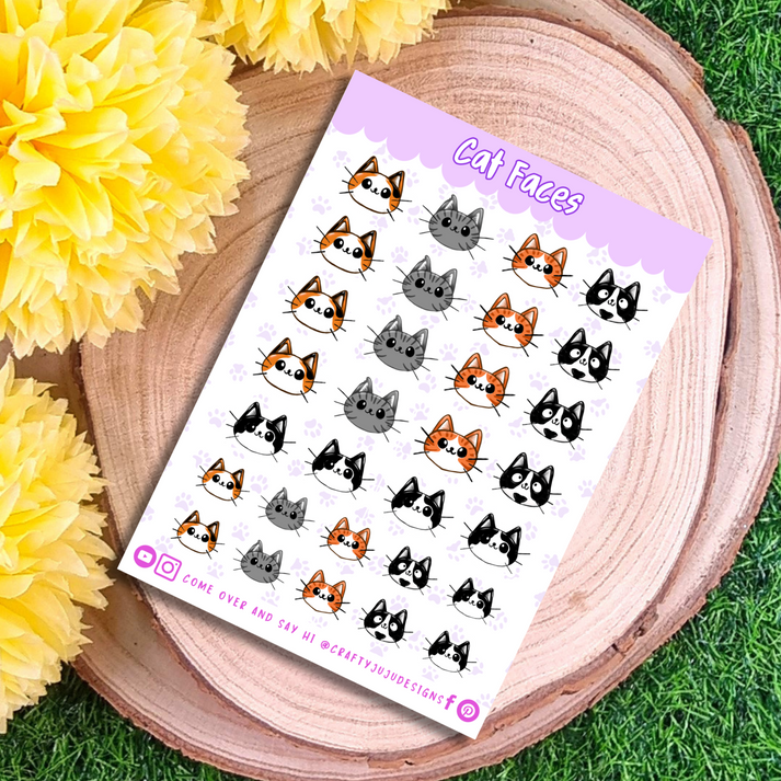 Cat Faces Sticker Sheet – Crafty Ju Ju Designs