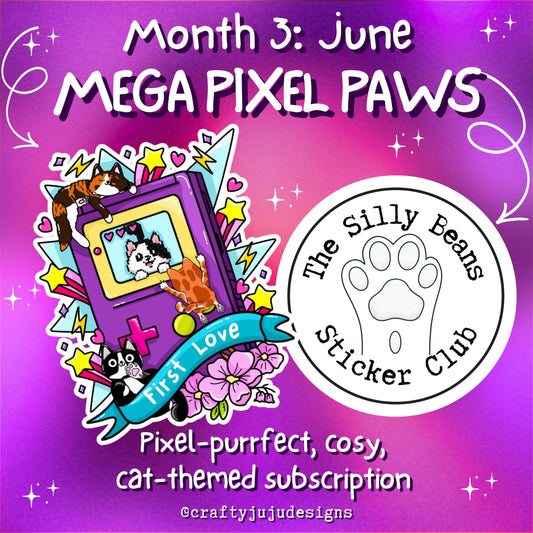Mega Pixel Paws sticker club poster