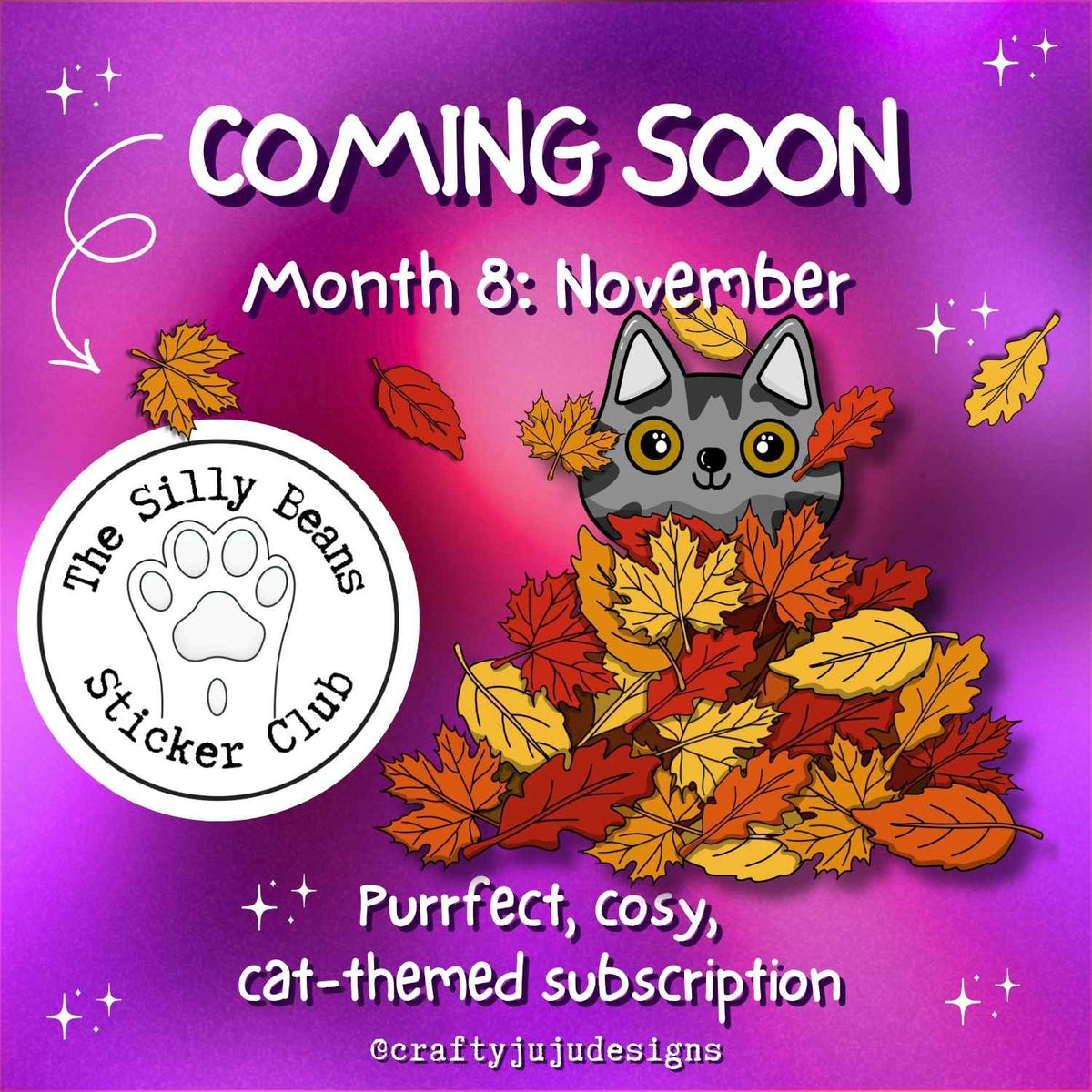 Silly Beans Club – Deluxe Monthly Cat Sticker Subscription Box with Exclusive Sticker Sets & Bonus Goodies | Crafty JuJu Designs