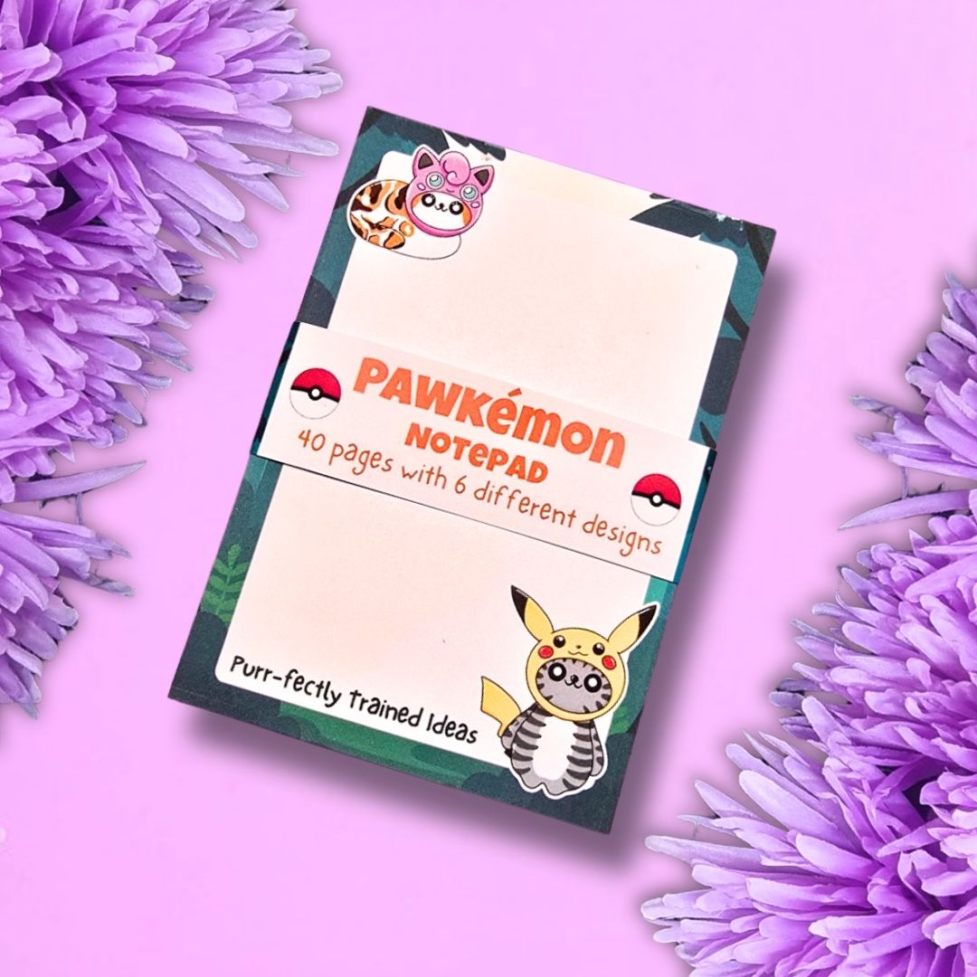 Pawkemon A6 Notepad | Gaming Inspired Cat Stationery | Cute Monster Cat Memo Pad | Handmade Notepad (40 Pages)