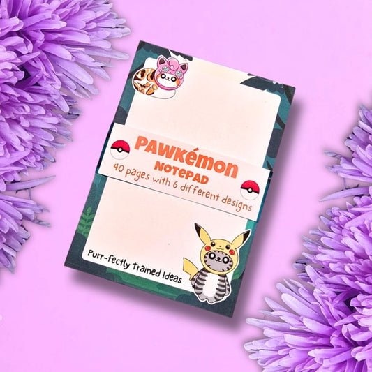 Pawkemon A6 Notepad | Gaming Inspired Cat Stationery | Cute Monster Cat Memo Pad | Handmade Notepad (40 Pages)